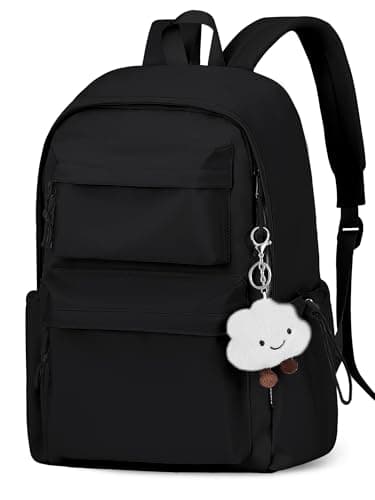 Image of BECOJADDE Backpack Womens School Bag Girls, Fits 15.6’’ Laptop, Lightweight, Water-Resistant, Large Capacity Rucksack with Anti-Theft Pocket, Ideal for School College Travel Work Black