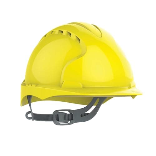 Image of JSP EVO2 Safety Helmet Hard Hat - Vented - Yellow - Slip Ratchet Adjustment - Adjustable Precision Fit Harness - Lightweight - For Construction, Building, Civil Engineering & Industry - EN397