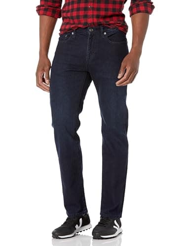 Image of Amazon Essentials Men's Straight-Fit Stretch Jean - Discontinued Colours, Blue Over Dye, 34W / 29L