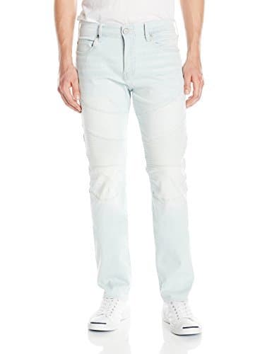 Image of True Religion Men's Rocco Moto Biker Straight|#574 Straight Jeans, Blue (Light Daze), W31/L34