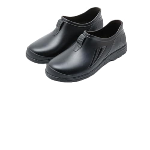 Image of UK 5 Unisex Waterproof Garden Shoes,Mens Womens Slip on Gardening Low Cut Wellies Shoes Rubber Rain Boots Ankle Slip-On Footwear for Farming,Car Wash, Lawn Care and Yard Work Black