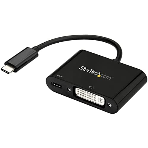Image of StarTech.com USB C to DVI Adapter with Power Delivery - 1080p USB Type-C to DVI-D Single Link Video Display Converter w/ Charging - 60W PD Pass-Through - Thunderbolt 3 Compatible - Black (CDP2DVIUCP)