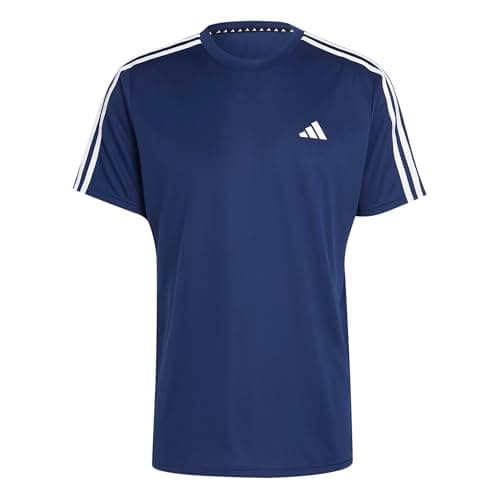 Image of adidas Men's Train Essentials 3-Stripes Training Tee, Dark Blue/White, S