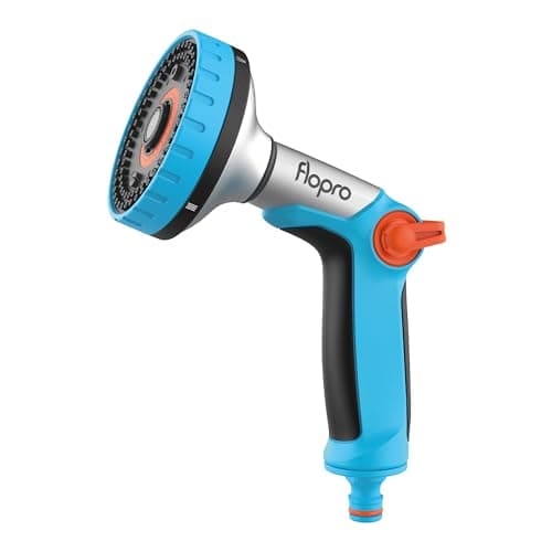 Image of FLO-PRO - Heavy Duty Multi Hose Pipe Spray Gun: 6 x Patterns Soft, Rose, Fan, Fill, Mist, Jet. Controlled by Simple on, Off & Flow Control Valve. Garden Hose Pipe Spray Gun. Fits All Brands
