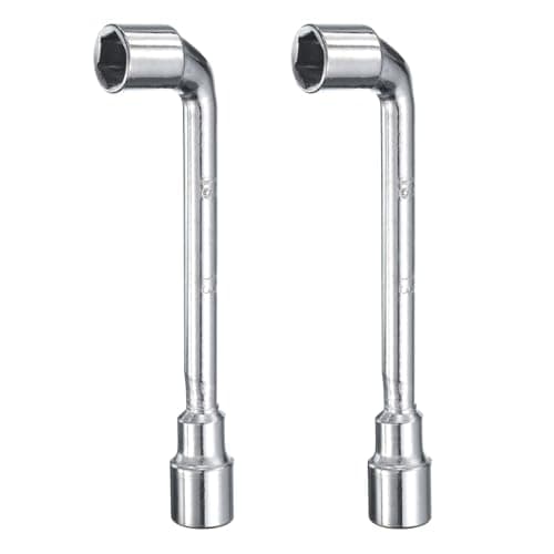 Image of sourcing map 2pcs L Shaped Angled Hex Socket Wrench 13mm 45# Steel Double Ended Metric 6 Point Tubular Socket Spanner for General Repairing, Pipeline, Bicycle Car Maintenance