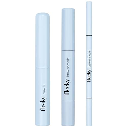 Image of Fleeky Eyebrow Set Brow Fix, Pomade & Micropen 3-in-1 - Perfect Shape Shading Filling & Definition for Natural Smudge-proof Results (Brown)