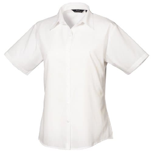 Image of Premier Workwear Ladies Short Sleeve Poplin Blouse White 16