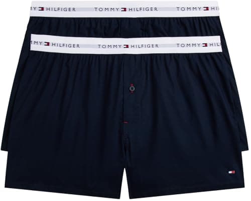 Image of Tommy Hilfiger Men’s 2 Pack Woven Cotton Boxer Shorts, Blue (Desert Sky/Desert Sky), XS