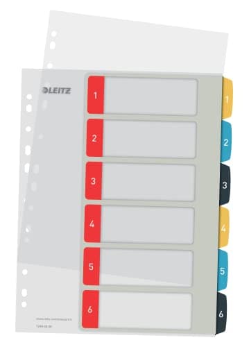 Image of Leitz A4 Printable Index 1-6, Heavy Duty, Cosy Range, Multicoloured, 12460000