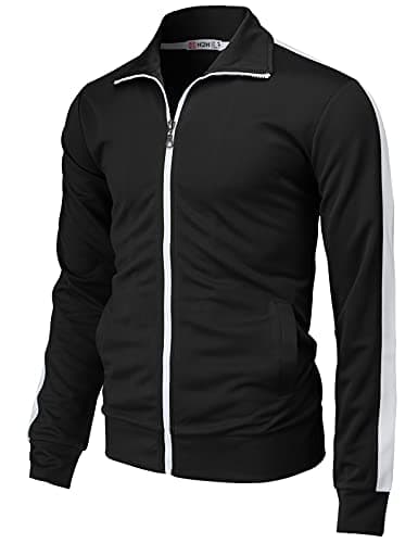 Image of H2H Mens Active Slim Fit Track Lightweight Jacket Zip-up Long Sleeve, Cmoja134-black, XL