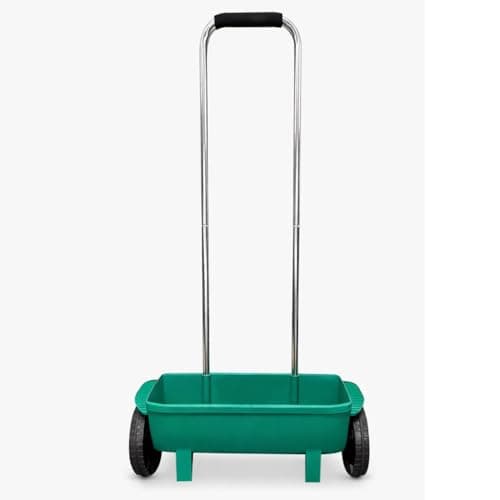 Image of Faboer 12L Easy Grass and Lawn Seed Spreader, Push Along Garden Spreader on Wheels for Grass Seed Lawn Feed, Fertiliser Spreader, Large Wheels and Adjustable Setting, H 108cm x W 56cm x D 18cm,