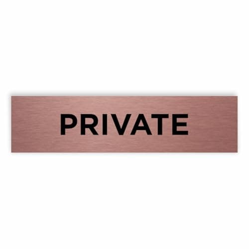Image of Slimline Aluminium Private Sign from ViroDisplay® – Brushed Copper 200 x 50mm – Durable Printed Surface – Self-Adhesive Fixing