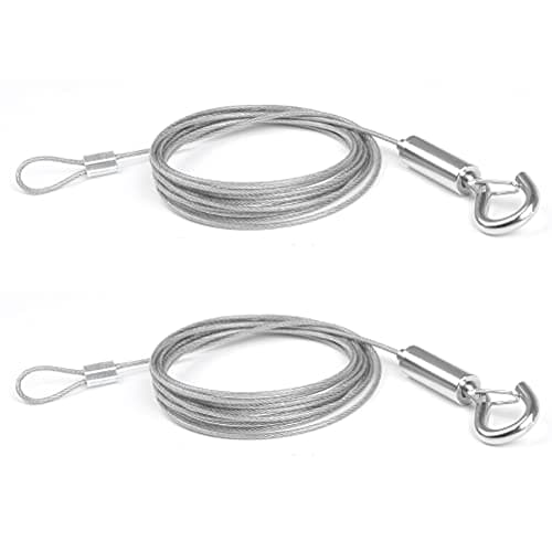 Image of Picture Hanging Wire Adjustable 2 Pcs Heavy Duty Stainless Steel Mirror Wire Kit Stainless Steel Wire Rope with Loop & Hook, 1.5 mm x 2 m Picture Chain Hanging Clamps for Light/Lamp, Hold Up to 30 KG