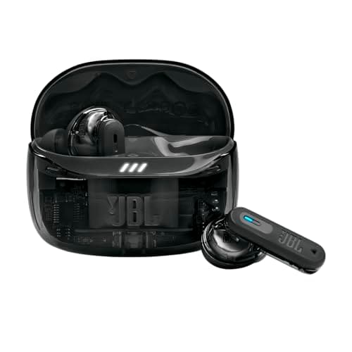 Image of JBL Tune Beam Ghost 2, Wireless Noise Cancelling Bluetooth Earbuds with 48h Playtime, IP54 Water and Dust Resistant, Multi-Point Connection, Ergonomic Design, Closed-Back Stick Design, Black Ghost
