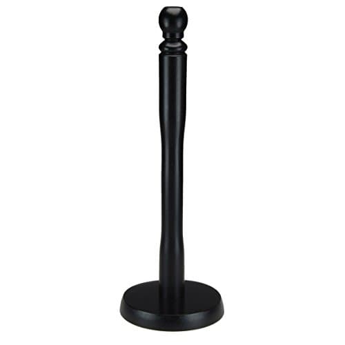 Image of 1 Piece of Black Wooden Beechwood Kitchen Towel Roll Holder Stand