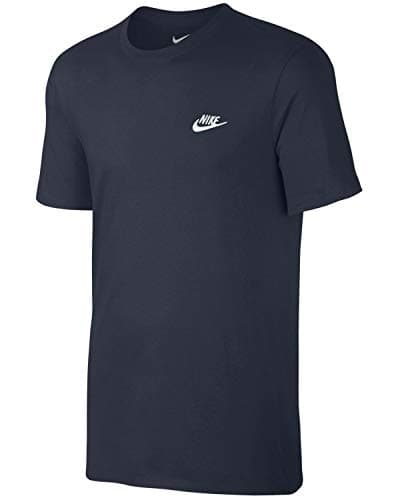 Image of Nike Nsw Club Embrd Ftra M T-Shirt Dark Obsidian/Dark Obsidian/White, Large