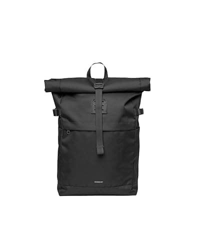 Image of Sandqvist Icon Rolltop Backpack 14”, 23L, Black, Laptop Backpack, 14" Laptop Compartment, Water-Resistant, Recycled Materials