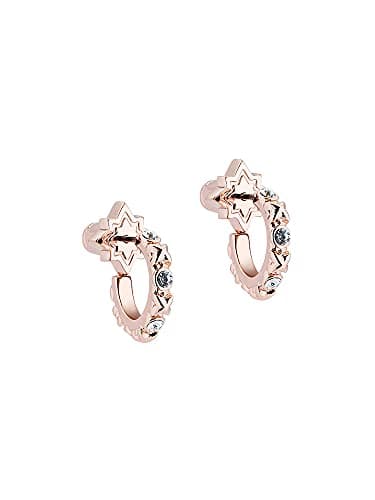 Image of All We Are Bozena Mini Star Crystal Hoop Earring (Rose Gold Tone/Crystal)
