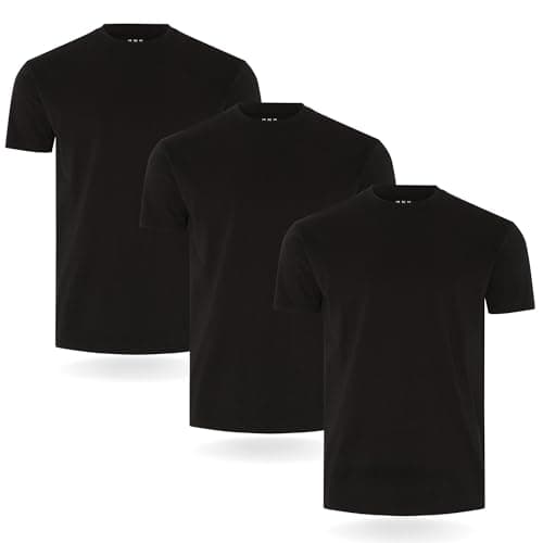 Image of FM London 3/5-Pack Mens T Shirt - Premium Weight T-Shirts for Men with Lightly Fitted Design - Super Soft - Made with 100% Cotton - Stretch Fit for Any Occasion - Durable Comfort Fit
