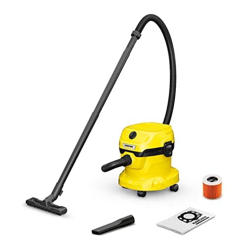 Image of KÄRCHER Wet and Dry Vacuum Cleaner WD 2 Plus, blowing function, power: 1000w, incl. cartridge filter, floor and crevice nozzle, Yellow, plastic container: 12 l, suction hose: 1.8 m