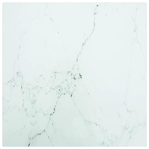 Image of vidaXL White Tempered Glass Table Top – Square Marble Design 40 x 40 cm – Durable, Easy Clean for Dining/Coffee Tables