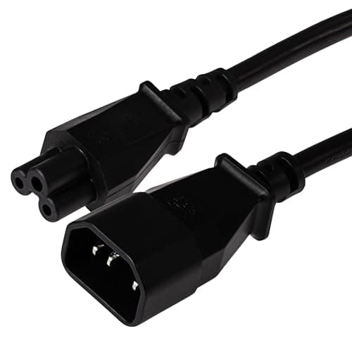 Image of Maplin Power Lead IEC C5 Clover Leaf Plug Female to IEC C14 Male,1m Black