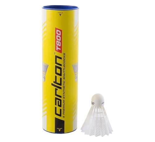 Image of Carlton Badminton Shuttle Tournament T800 White – Blue, Medium Speed (77 Grains), for Juniors and Club Players (1 x 6 Tube)