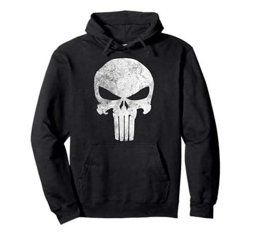 Image of Marvel Comics Punisher Skull Symbol Distressed Pullover Hoodie