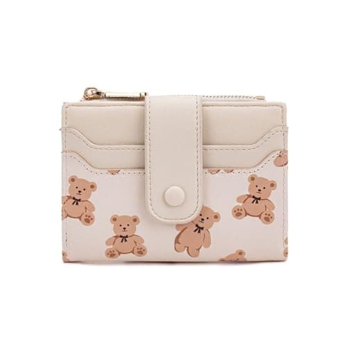 Image of Oyccen Cute Bear Wallets for Women Small Purse Card Wallet with Coin Pocket PU Leather Girls Purses Card Holder for Ladies