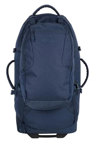 Image of Mountain Warehouse Voyager Wheelie 50 + 20 Litre Rucksack - Padded Airmesh Back Daypack with Lockable Zips & Adjustable Straps - All Season Camping, Outdoors & Trekking Navy One Size