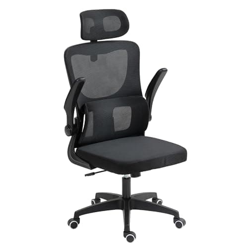 Image of Panana Ergonomic Mesh Office Chair High Back Home Desk Chair with Flip-up Armrest Lumbar Support Swivel Computer Task Chair (Black)