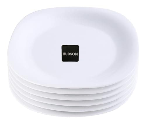 Image of Best House | Square Dessert Plates | Opalware | White | 8.5"/21.5 cm | Set of 6 PCS | Microwave, Oven, and Dishwasher Safe, Serving Dinner Plates Dinnerware Set