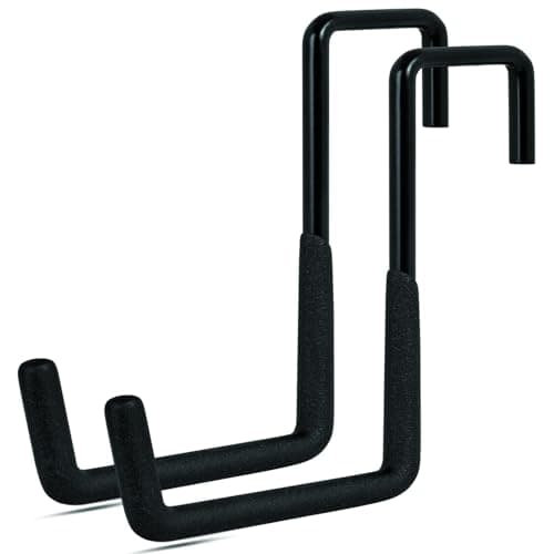 Image of Gueryee Rafter Hanger Hook 2 Pcs, Large S Hooks, Upgraded Fence Hangers, Ladder and Bike Hanging Hooks for Storage, Heavy Duty Garage Utility Rafter Hook for Hanging Hose, Plants, Chairs and More