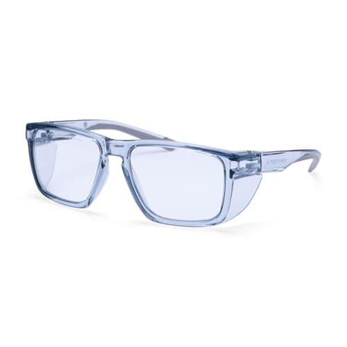 Image of Portwest PS26 Side Shields Safety Glasses Full Frame Blue Light Blocking Lens Anti Fog Anti Scratch UV Protection Integrated Lateral Shields Comfortable Fit Certified PPE, Clear, One Size