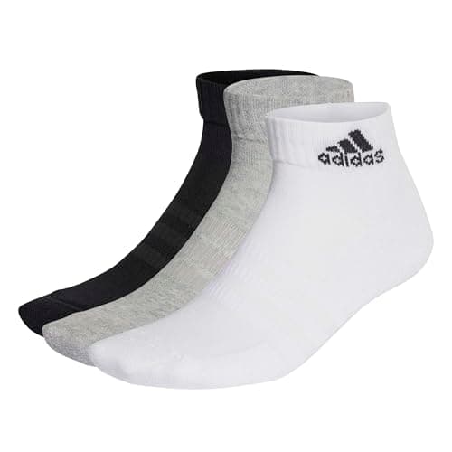 Image of adidas Unisex Kids Cushioned Sportswear Ankle Socks 3 Pairs, Medium Grey Heather/White/Black, 7-8 Years