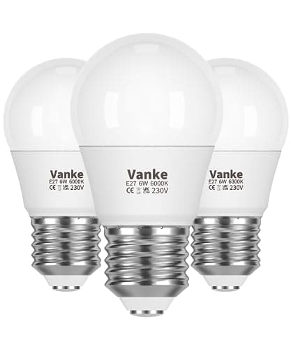 Image of Vanke E27 Screw LED Bulb Cool White 6000K, 40W Equilavent, 6W Screw in Golf Ball Light Bulbs, 470 Lumen, 3-Pack, Non-Dimmable