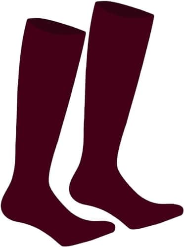 Image of ArkXani Men’s Knee-High Football Socks Athletic Sports Socks for Running Walking Rugby Hockey & Soccer Breathable Outdoor Performance Socks for Mens (UK Size 6-11 Maroon)
