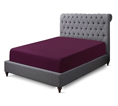 Image of Sapphire collection 200 Thread Count 100% Egyptian Cotton Fitted Sheet (Double, Aubergine)