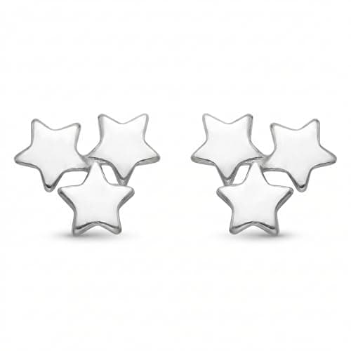 Image of Heather Needham Sterling Silver Star Earrings - 3 stars stud earrings - SIZE: 7mm. MUCH SMALLER THAN SHOWN. Gift Boxed star studs. 5235/B41HN