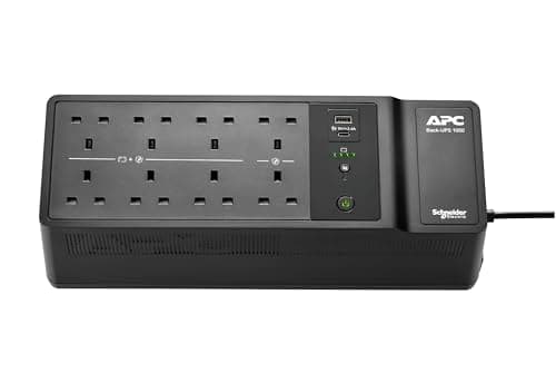 Image of APC UPS for Home, 1050VA UPS Battery Backup with AVR, 8x British BS1363A outlets, (2) USB Charger Ports, Back-UPS Uninterruptible Power Supply, BE1050G2-UK