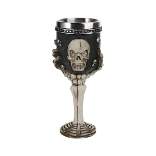 Image of Stainless Steel Skull Wine Goblet Resin Skeletal Beer Cup Gothic Viking Warrior Skull Mug Medieval Drinkware Wineglasses Sacrifice Wine Chalice Cup Whiskey Cocktail Drinking Mug Halloween Bar Decor