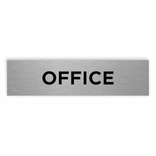Image of Slimline Aluminium Office Door Sign from ViroDisplay® - Rigid Brushed Silver Aluminium 200 x 50mm - Durable Printed Surface - Self-Adhesive Fixing