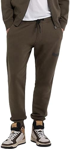 Image of Replay Men's Long Jogging Bottoms with Logo, Green (Dark Olive 928), S