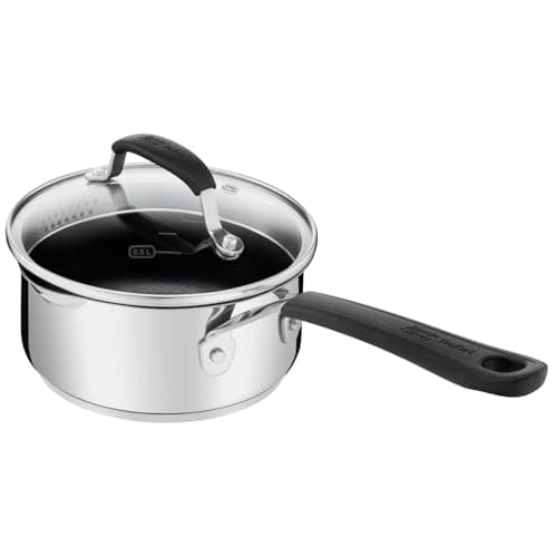 Image of Jamie Oliver By Tefal Quick & Easy E3032244 Stainless Steel 16cm Induction Sauce Pan With Glass Lid