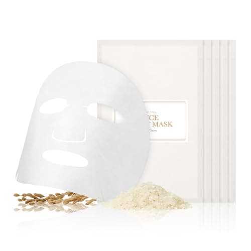 Image of I'm from Rice Sheet Mask Pack of 5, Korean Rice Face Mask, Creamy Hydration for Dry, Combination Skin, Moist, Milky Essence, Biodegradable, Vegan, Hypoallergenic, 20ml