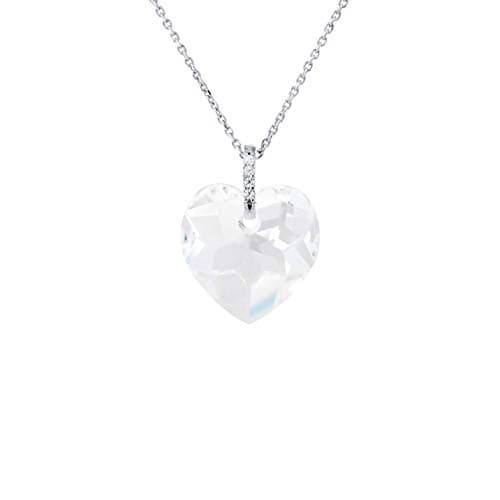 Image of Essens - Swarovski Heart Crystal Necklace - Love Swarovski Collection - Swarovski Crystal, Cubic Zirconia and Sterling Silver 925 - Women's Jewelry