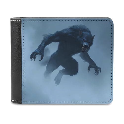 Image of Werewolf Trendy Bifold Wallet for Men Classic ID Window Large Capacity Slim Leather Wallets