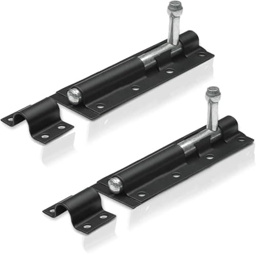 Image of 2 Pack Heavy Duty Tower Bolt Black 100mm (4"), Door Lock Bolt, Strong Black Coated Door Barrel Bolt, Durable Slide Bolt for Increasing Security on Garden Gates & Shed Doors