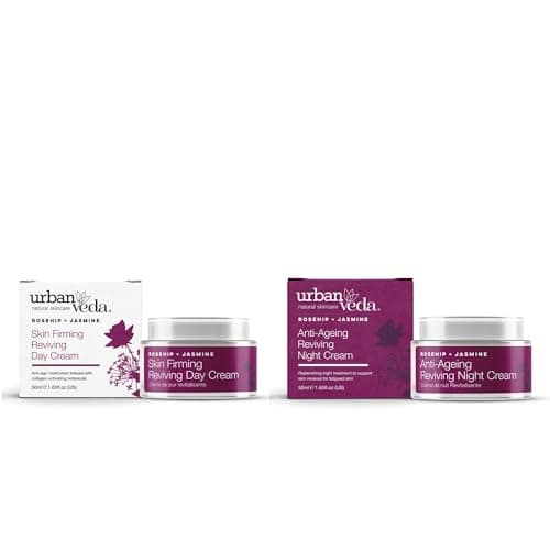 Image of Urban Veda Reviving Skincare Set | Anti Aging Face Cream, Day Cream 50 ml | Anti Wrinkle Face Cream, Night Cream 50 ml | Dark Circles Under Eye Remover| Retinol Eye Cream| Moisturiser Face Women & Men