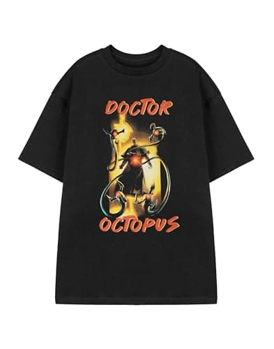 Image of Marvel Doctor Octopus Black T-Shirt | Men's Short Sleeve Graphic Tee | Spiderman Comics Apparel | Marvel Universe Villain Dr Octopus Design | Marvel Spider-Man Merch - XX-Large